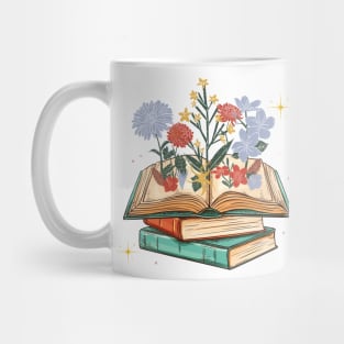 Cute Book And Wildflowers Lovers Gift Mug